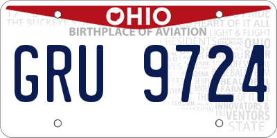 OH license plate GRU9724