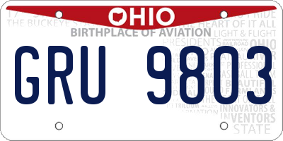 OH license plate GRU9803