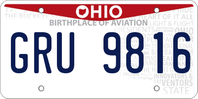 OH license plate GRU9816