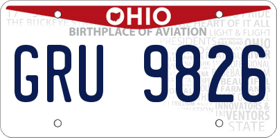 OH license plate GRU9826