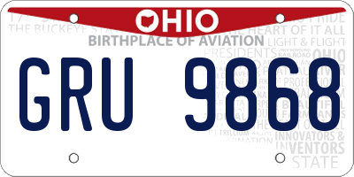 OH license plate GRU9868