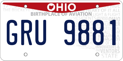 OH license plate GRU9881