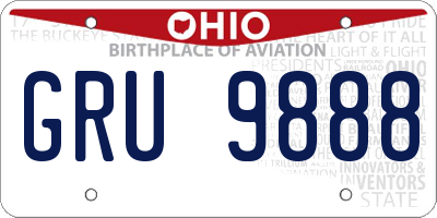 OH license plate GRU9888