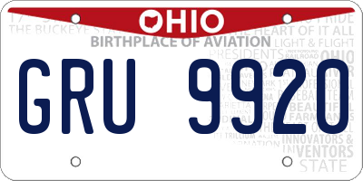 OH license plate GRU9920
