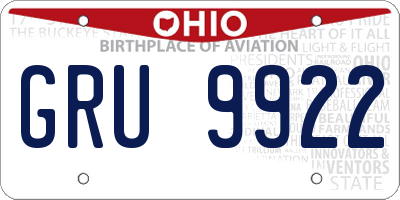 OH license plate GRU9922