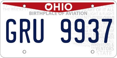 OH license plate GRU9937