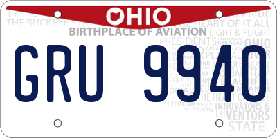 OH license plate GRU9940
