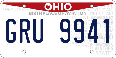 OH license plate GRU9941