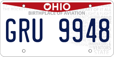 OH license plate GRU9948