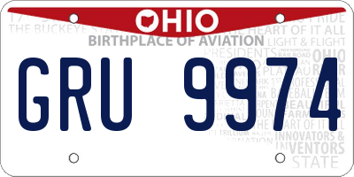 OH license plate GRU9974