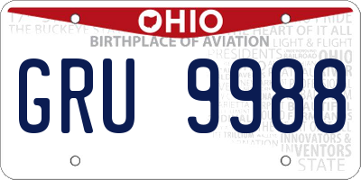 OH license plate GRU9988