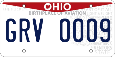 OH license plate GRV0009
