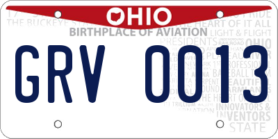 OH license plate GRV0013