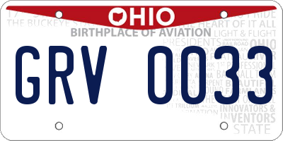 OH license plate GRV0033