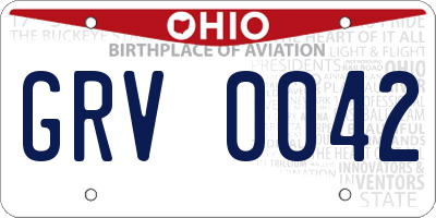 OH license plate GRV0042