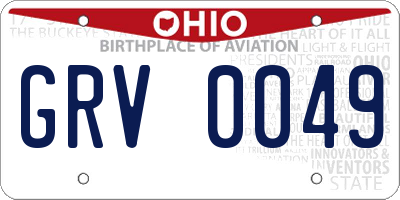 OH license plate GRV0049