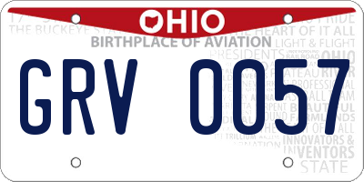 OH license plate GRV0057