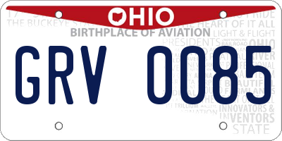 OH license plate GRV0085