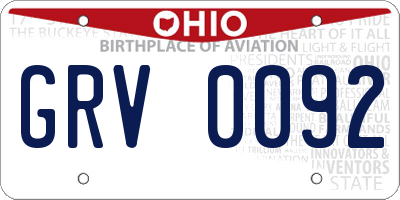 OH license plate GRV0092