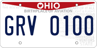 OH license plate GRV0100
