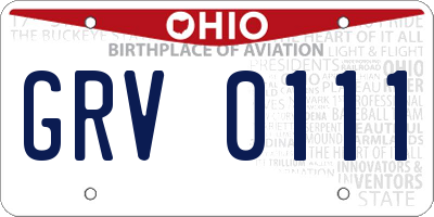 OH license plate GRV0111