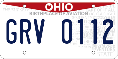OH license plate GRV0112