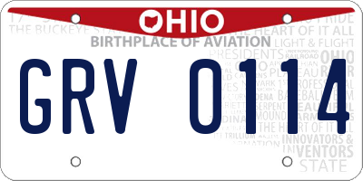 OH license plate GRV0114