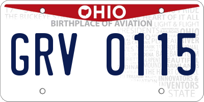 OH license plate GRV0115