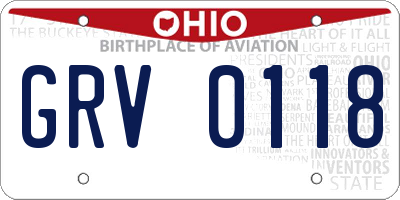 OH license plate GRV0118