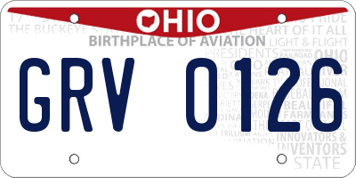 OH license plate GRV0126