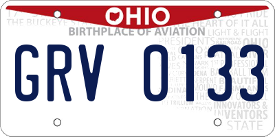 OH license plate GRV0133