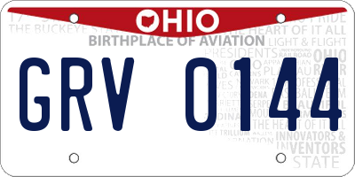 OH license plate GRV0144