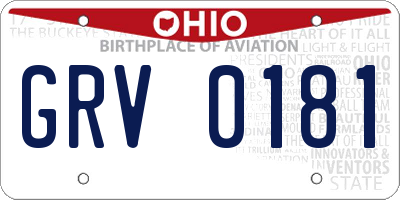 OH license plate GRV0181