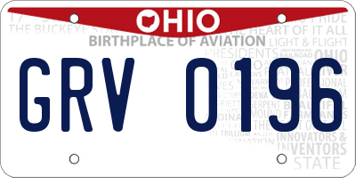 OH license plate GRV0196