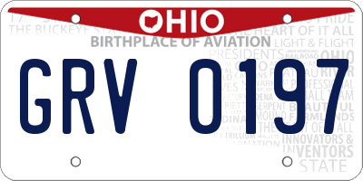OH license plate GRV0197