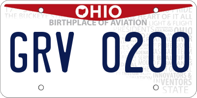 OH license plate GRV0200