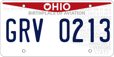 OH license plate GRV0213