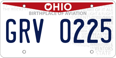 OH license plate GRV0225