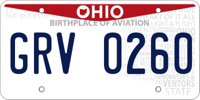 OH license plate GRV0260