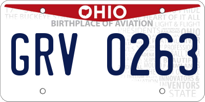 OH license plate GRV0263