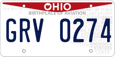 OH license plate GRV0274