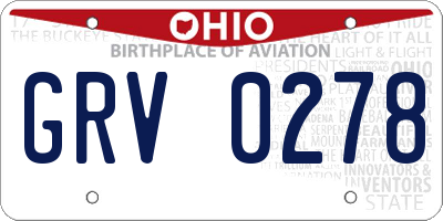OH license plate GRV0278
