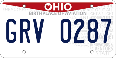 OH license plate GRV0287