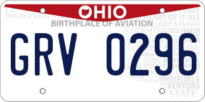 OH license plate GRV0296