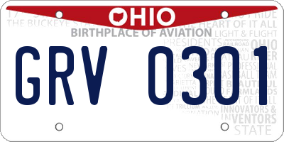 OH license plate GRV0301