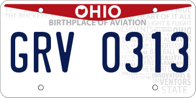 OH license plate GRV0313