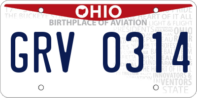 OH license plate GRV0314