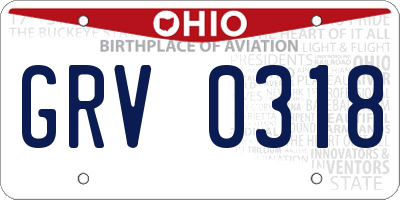 OH license plate GRV0318