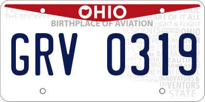 OH license plate GRV0319