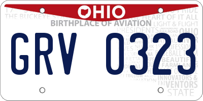 OH license plate GRV0323